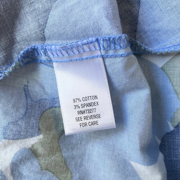 Croft & Barrow Women Midi Dress 1X Blue Floral Fit Flare Sleeveless V-neck - Picture 3 of 11